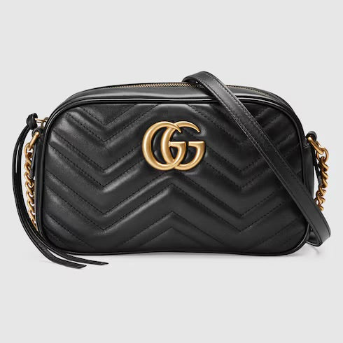 black Gucci GG Marmont Small Matelassé Shoulder Bag